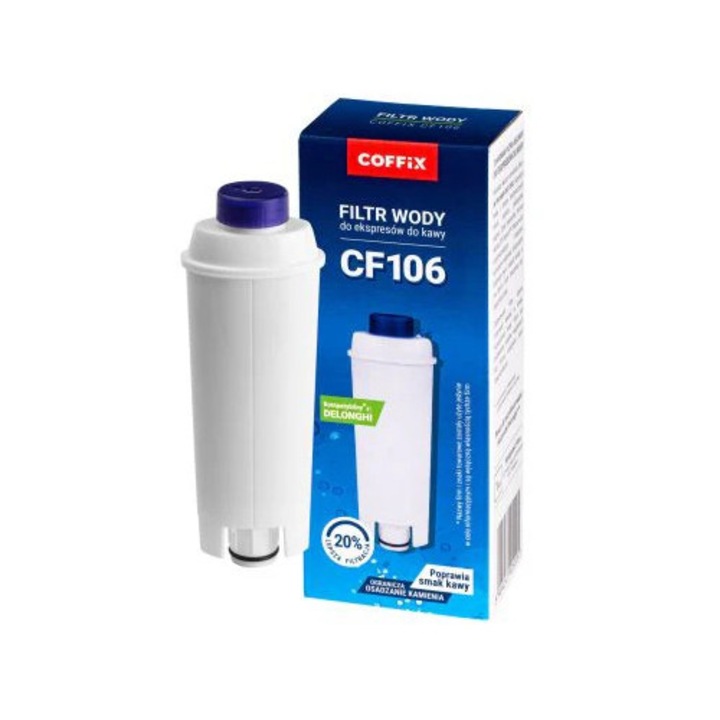 Filtru de apă Coffix pentru espressoare DeLonghi, instalare rapidă, îmbunătățește performanța