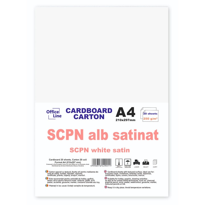 Carton A4 250gr SCPN alb satinat top.20 coli