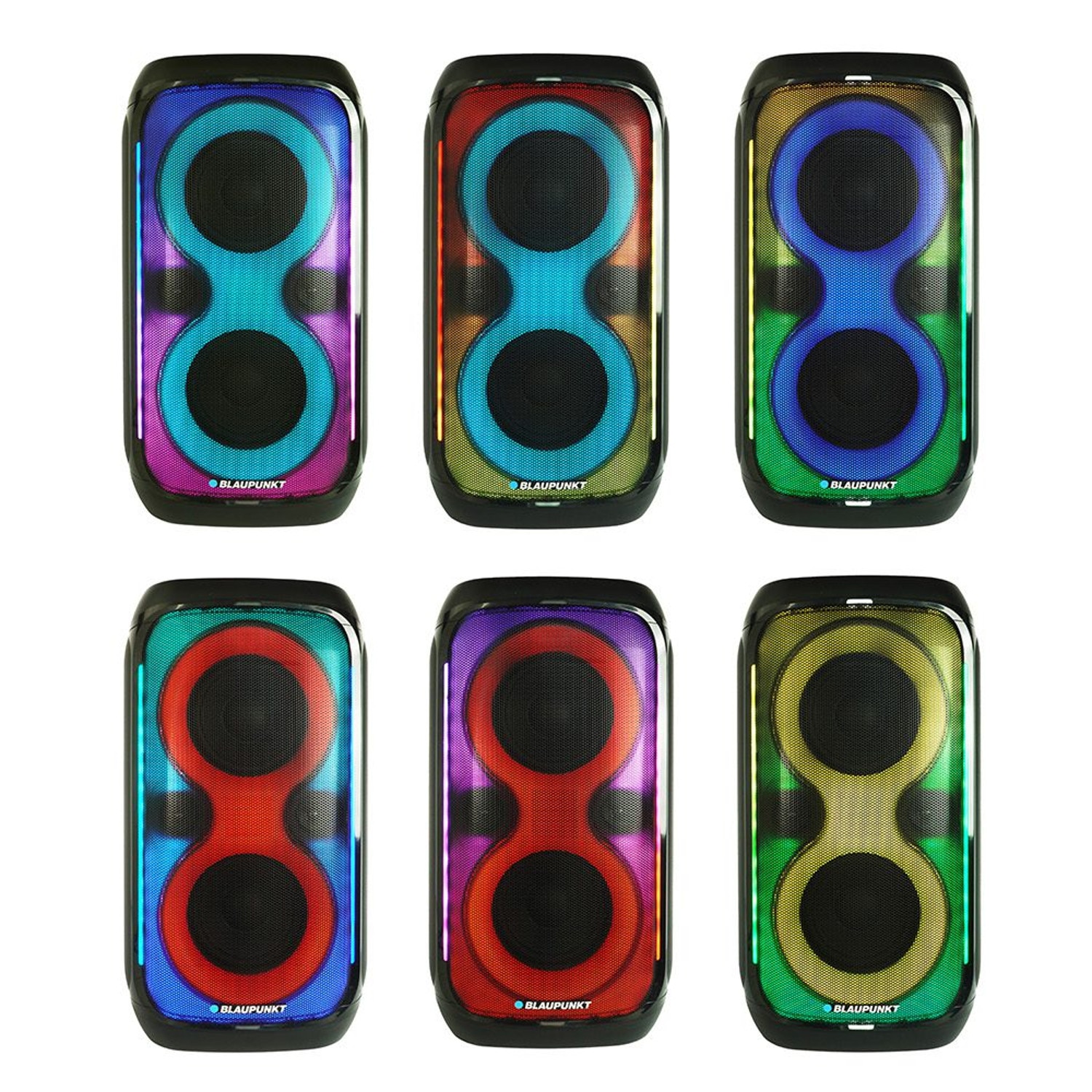 Difuzor Blaupunkt Party Box, iluminare LED, Bluetooth, USB si AUX, radio FM, functie karaoke, telecomanda, autonomie pana la 18h, PB60X