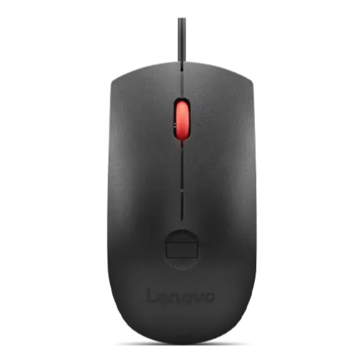 Mouse Lenovo cu amprentă, cablat, USB, Negru