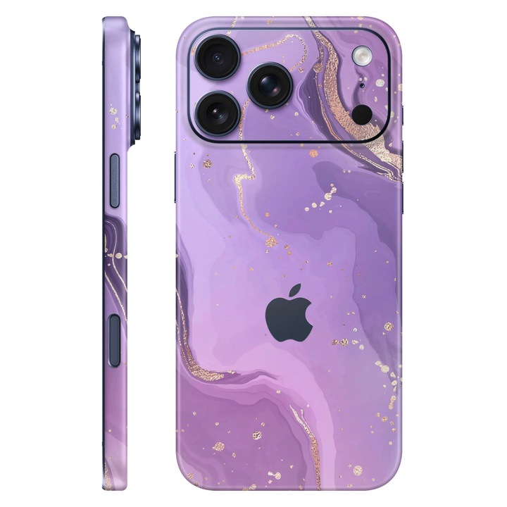 Folie de protectie pentru iPhone 17 Pro Max, Colectia Signature, Skin Spate cu laterale unite, Lavender Swirl