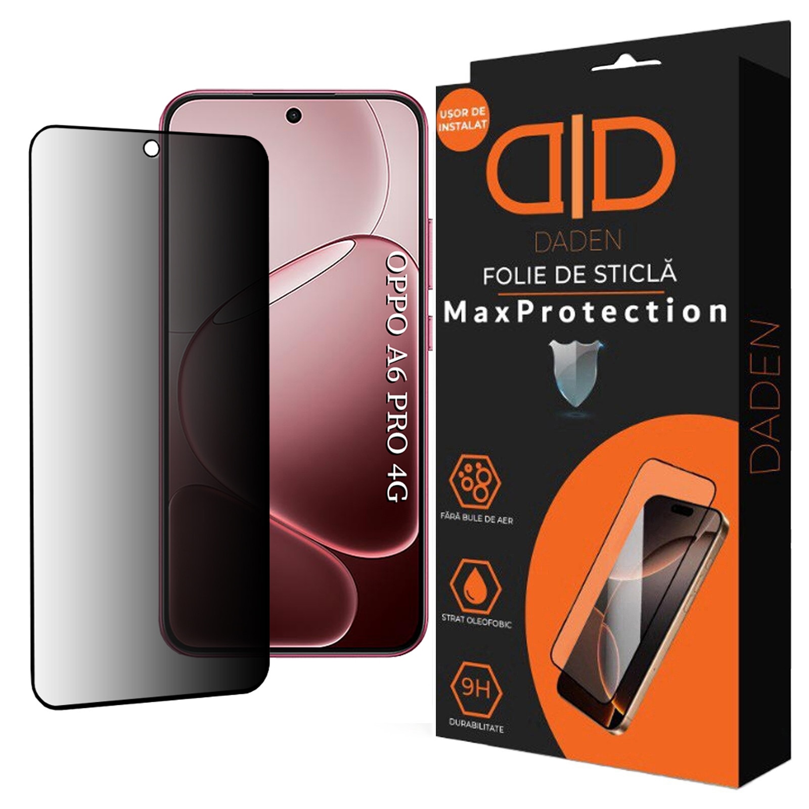 Folie Sticla Privacy pentru Oppo A6 Pro 4G / A6 Pro 5G Daden MaxProtection, Full Cover, Protectie Profesionala, Ultra Rezistenta, Calitate Premium