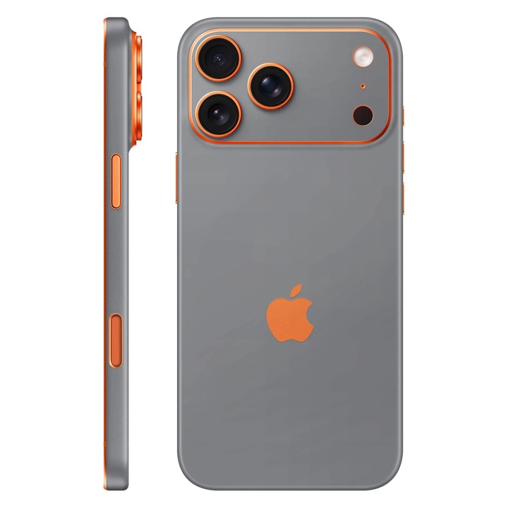 Folie de protectie pentru iPhone 17 Pro, Colectia Unique, Skin Spate cu laterale unite, Mat Gri