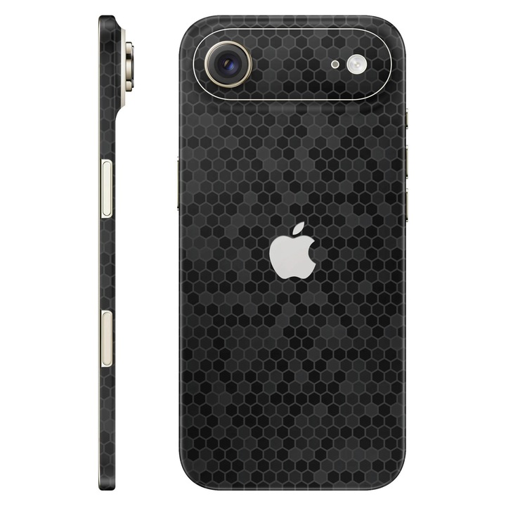 Folie de protectie pentru iPhone 17 Air, Colectia Elegans, Skin Spate cu laterale unite, Honeycomb Negru