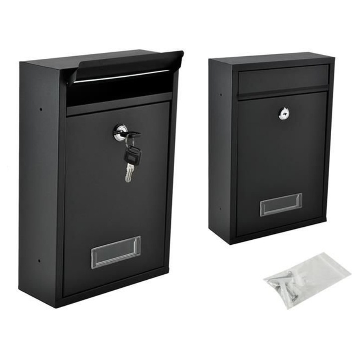 Cutie Postala pentru Ziare si Corespondenta AB HOMES, Tip Letterbox, Culoare Neagra – pentru Exterior
