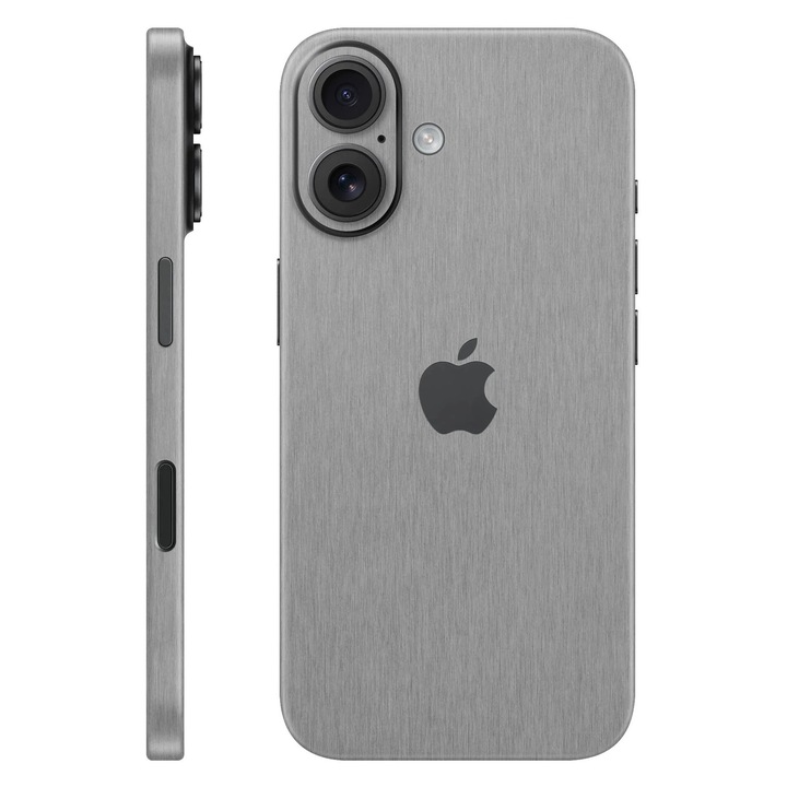 Folie de protectie pentru iPhone 17, Colectia Elegans, Skin Spate cu laterale unite, Metalic Grafit
