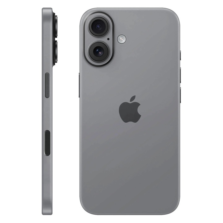Folie de protectie pentru iPhone 17, Colectia Unique, Skin Spate cu laterale unite, Mat Gri