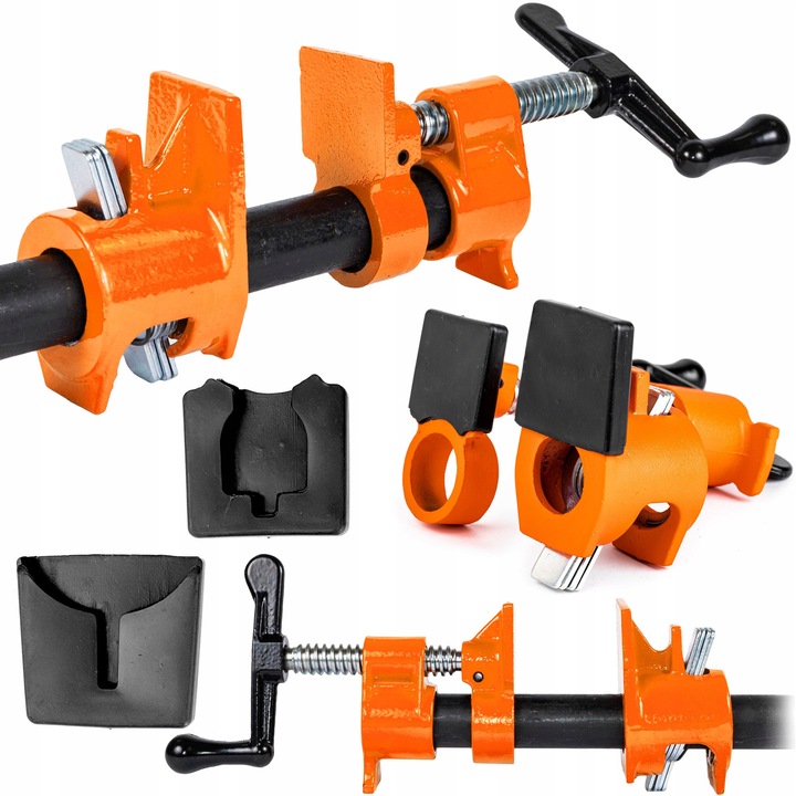 Menghina pentru tevi, Zola, 3/4″, cu filet, mecanism surub, din alianj metalic, portocaliu/negru