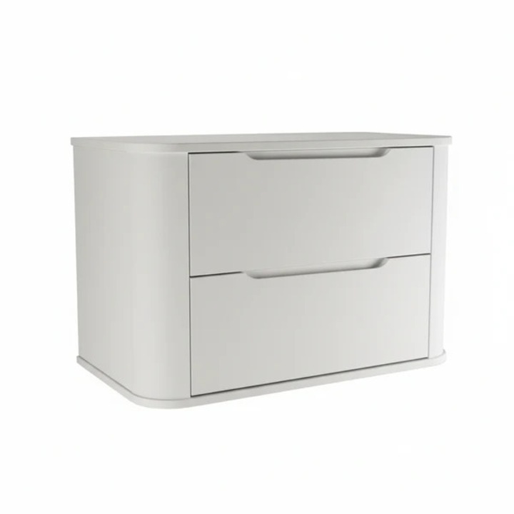 Dulap pentru lavoar Wena Meble Luma, 2 sertare, margini rotunjite, 80x50x41 cm, Alb