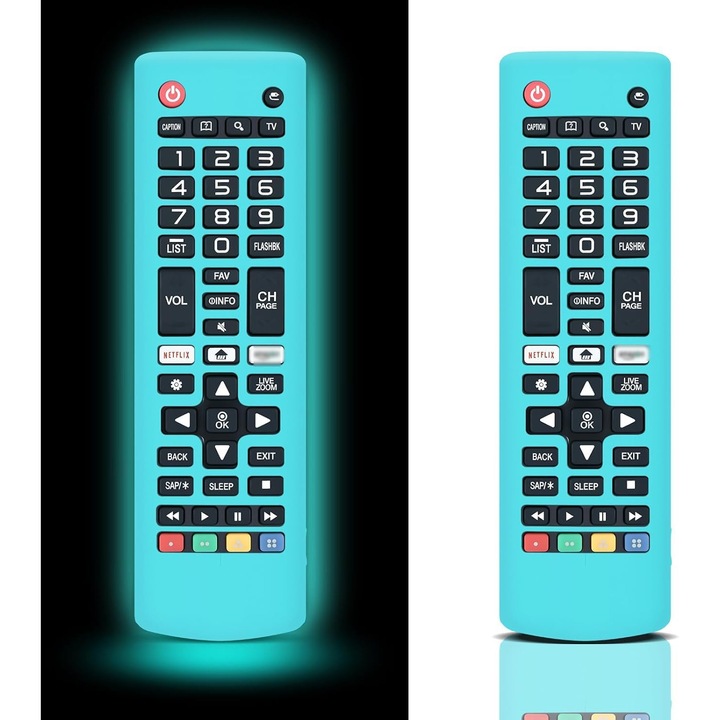 Carcasa Silicon Luminiscenta pentru Telecomenzi LG, Albastru Stralucitor, Set 2 bucati, Design Ergonomic