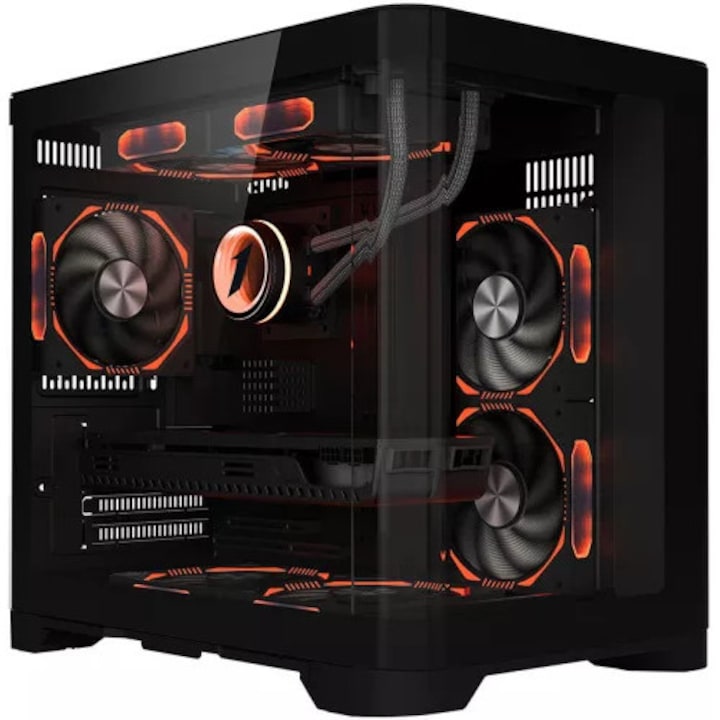 Carcasa acvariu Gaming 1STPLAYER UV5 Cube Tower ARGB Negru Tempered Glass M-ATX/ITX