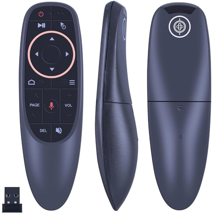 Telecomandă Air Mouse 2.4GHz cu control vocal, CLVIZCXOM, giroscop 6 axe, compatibilă cu TV Box, PC