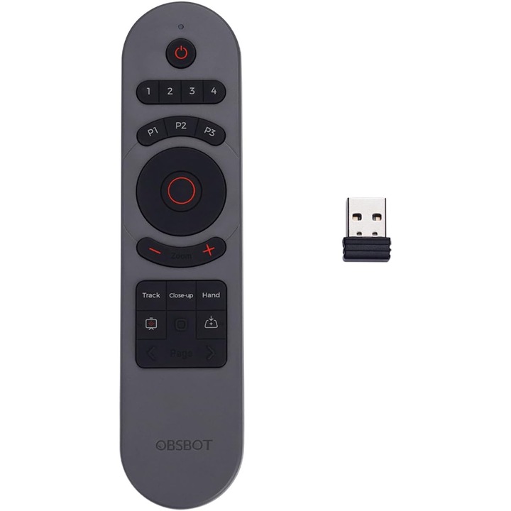 Telecomandă OBSBOT pentru Tiny 2/4K/Lite, control pan-tilt-zoom, USB receiver inclus