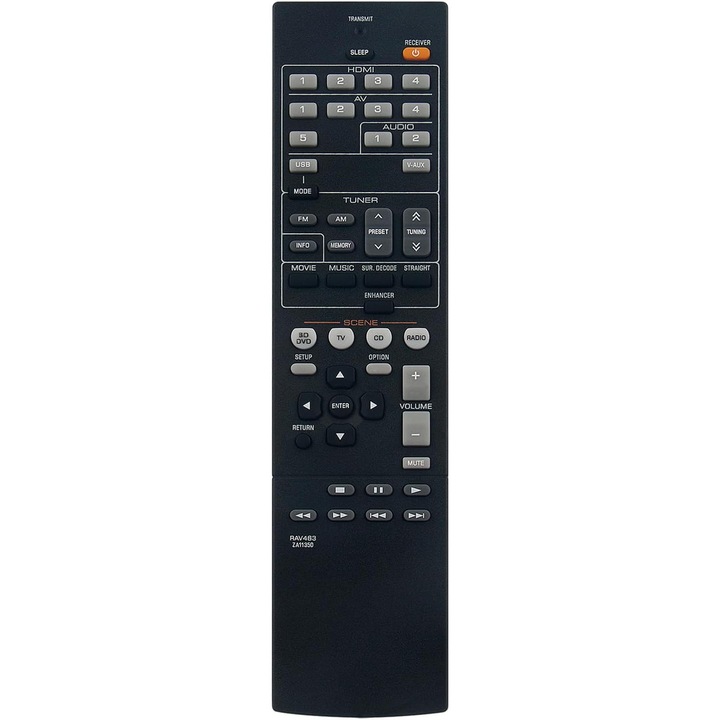 Telecomandă de înlocuire VINABTY RAV463 ZA11350 pentru receptor AV, butoane moi, ușor de utilizat, negru