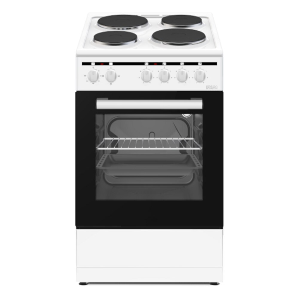 Aragaz electric PKM 50 cm, 4 arzătoare, alb, cuptor 48 litri, eficiență A+++