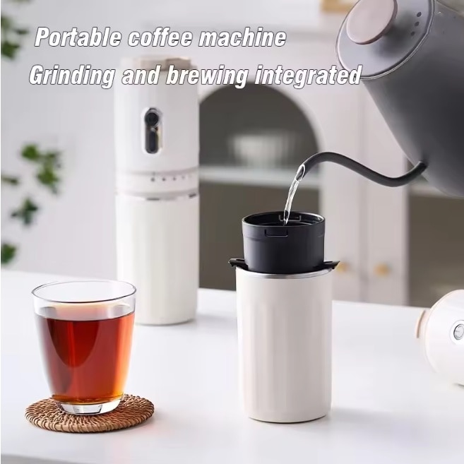 Cafetiera electrica portabila cu capsule si macinare, espresso, cafetiera, calatorie si masina, punch manual, cafetiera portabila in aer liber