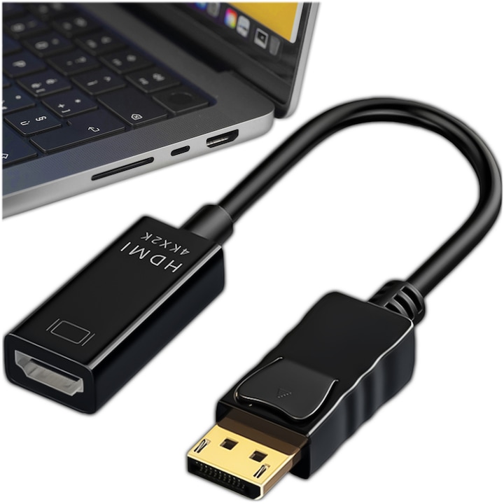 Adaptor DisplayPort la HDMI 4K – convertor video DP–HDMI 0,2 m, 3840×2160@30Hz, Plug & Play