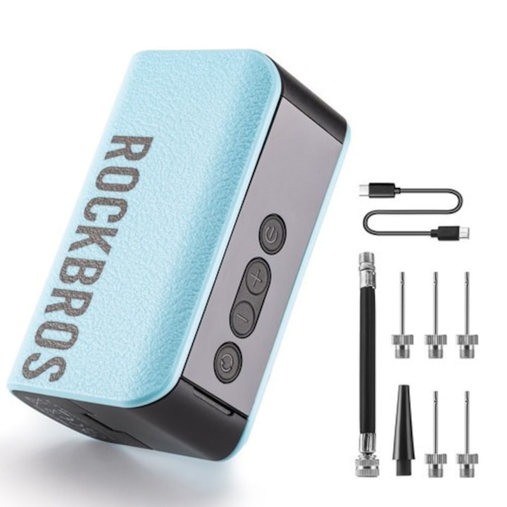 Pompa electrică pentru mingi Rockbros, inteligentă, cu manometru, 1.37 bar, plastic