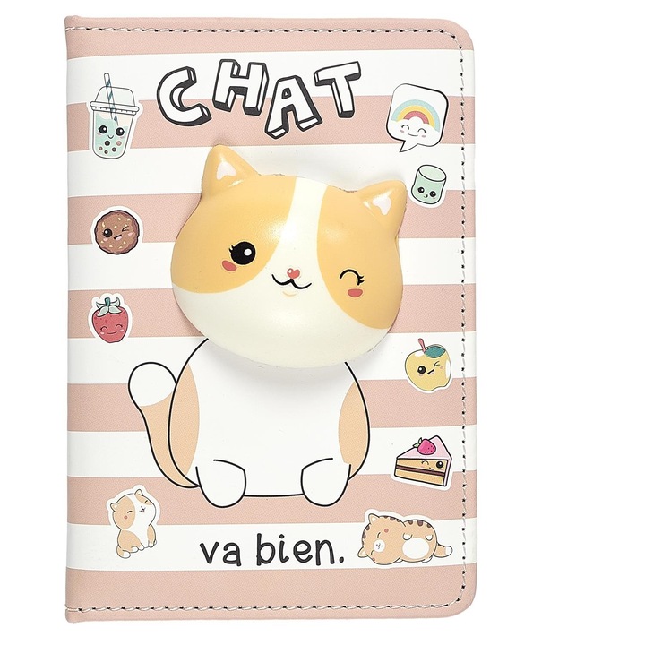 Carnet notite, The Concept Factory, Pisica 3D Funny, 192 pagini, multicolor, A6, 15.5x10.4cm