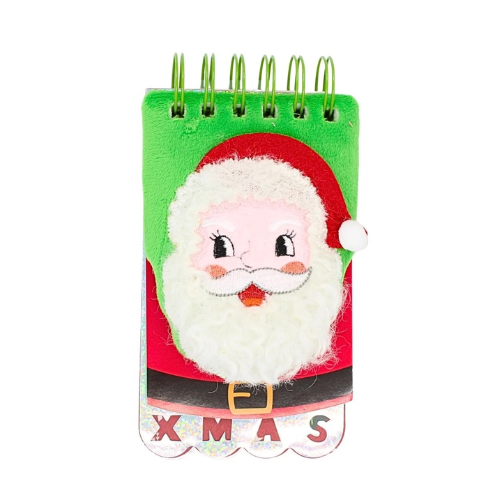 Carnetel 3D Mos Craciun Verde, coperta plusata, 120 file, 148x210mm