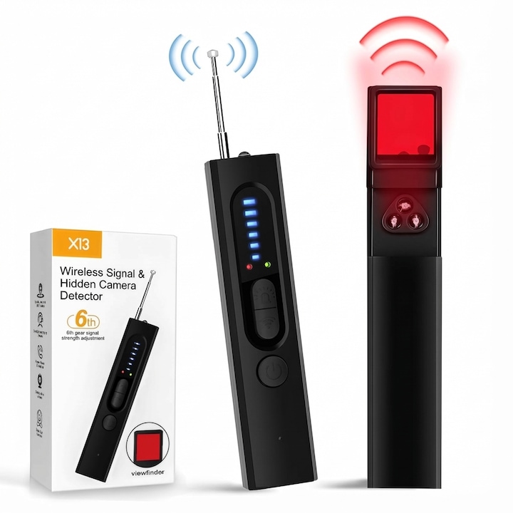 Детектор за скрити камери Anti-Spy XPQKDC X13, Компактен, Акумулаторна батерия, 30гр