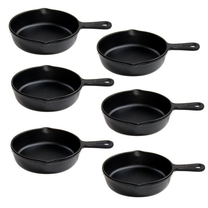 Set 6 tavi servire/prezentare tip tigaie RAKI din melamina 12, 1cm