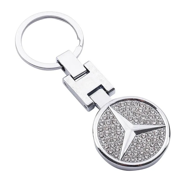 ARRRD® Portcheie Mercedes-Benz Cu Cristale Stralucitoare - Metal Inoxidabil - Accesoriu Elegant pentru Masina