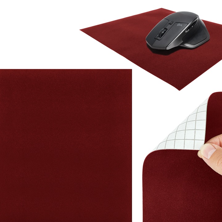Tapiterie autoadeziva subtire pentru mouse, suprafata de catifea, 22 x 19 cm, DecoMeister®, Model Burgundy, A023-045-22X19S