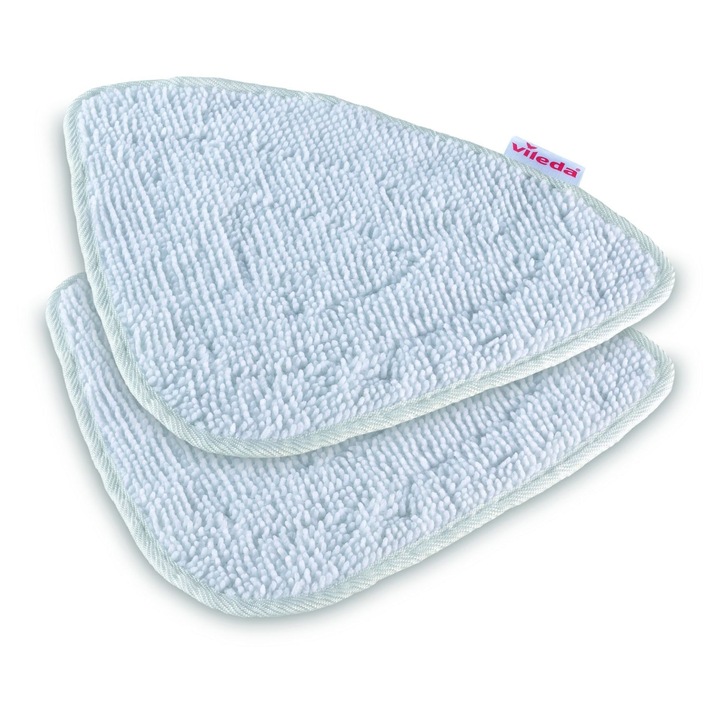 Set 2 lavete pentru mop cu abur, Vileda Steam Mop Refill Pads, Compatibile cu Steam One, Steam One Plus, Microfibra, Albe