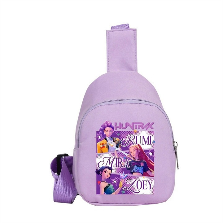 Детска чанта за рамо Chelfonds, K-pop Devil Hunter, преносима, водоустойчива, лилава, 13x18x7см