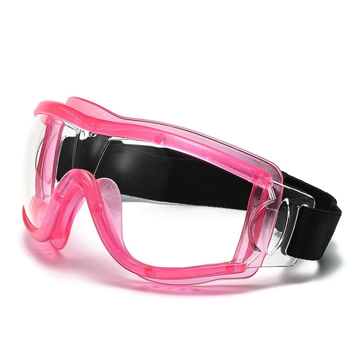 Ochelari de sport, rame roz, lentile transparente HD, rezistenta la impact, confort sporit