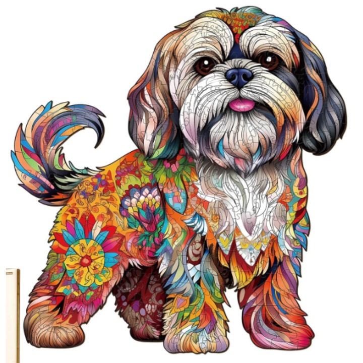 Puzzle din lemn, Shih Tzu, 190-210 piese, multicolor