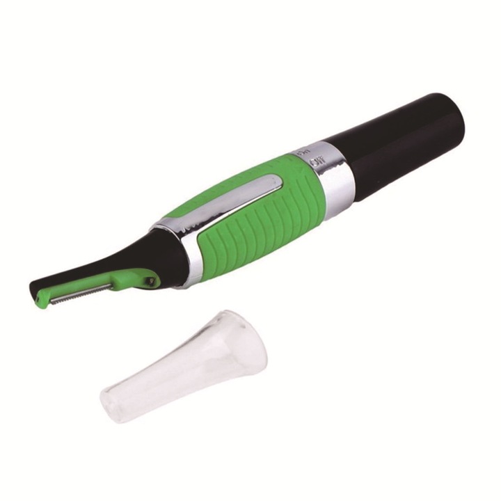 Епилатор, тример за брада, неръждаема стомана, с вградена светлина, черен