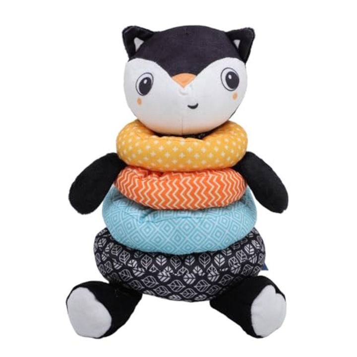 Jucarie interactiva pentru bebelusi, inele de stivuit din plus, sigure, lavabile la masina, dezvoltare abilitati motorii fine