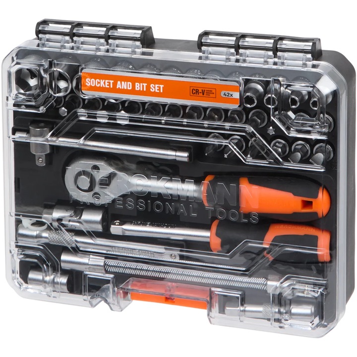 Set de unelte Werckmann 42 piese, Cr-V, cheie cu clichet 1/4 Dr., variate dimensiuni