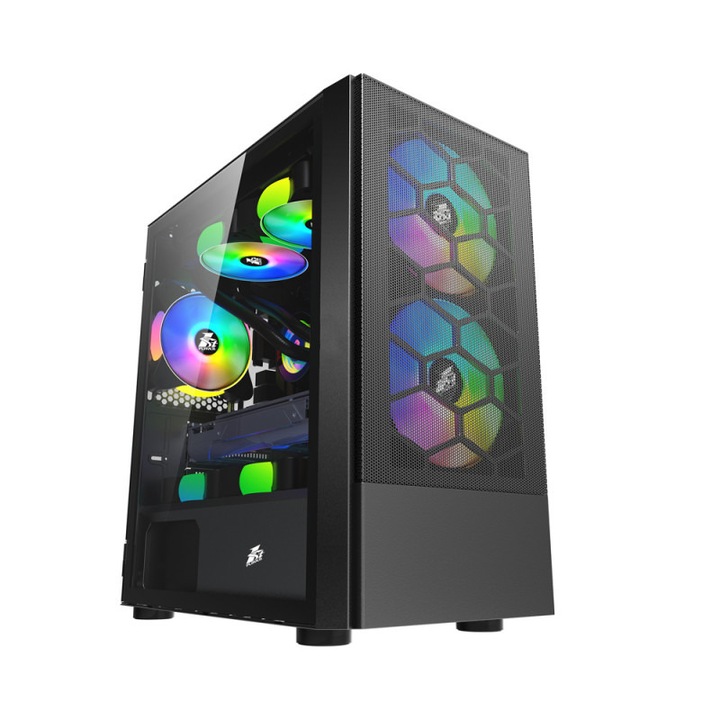 Sistem Desktop PC Gamer AMD Ryzen 5 4500 pana la 4.1 Ghz, 16 GB ram DDR4, SSD NVME 512 GB, placa video dedicata Nvidia GeForce RTX 2060 6 GB GDDR6 192 bit, carcasa tower gaming RGB, 600 W