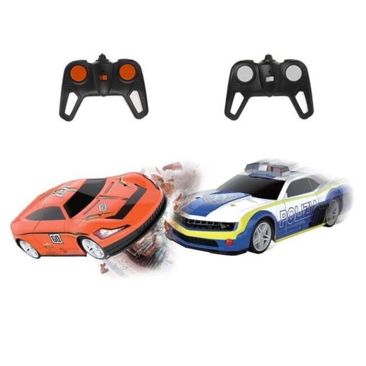 Set masini de ciocnire cu telecomanda politie si masina de curse scara 1 20 joc copii cu 2 masini RC pentru curse si coliziuni spectaculoase Nexo Impact