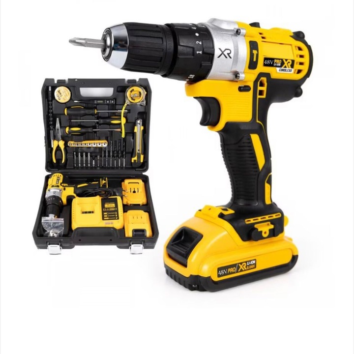 Trusa Bormasina pentru Bricolaj, 2 acumulatori de 48V si 30 accesorii