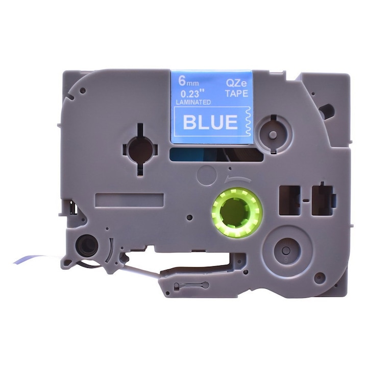 Banda laminata etichete compatibila Brother TZe-515, 6 mm alb pe albastru
