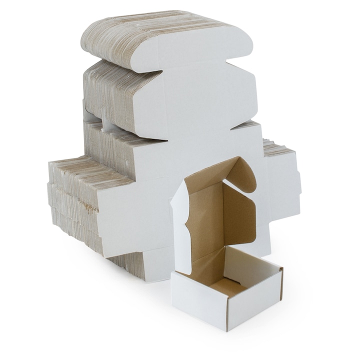 Set Cutii Din Carton Tip Fasonat, Neopak, Gabarit B, 145x105x135 mm, Carton Rezistent, Pentru Ambalare Colete, Alb, 10 buc