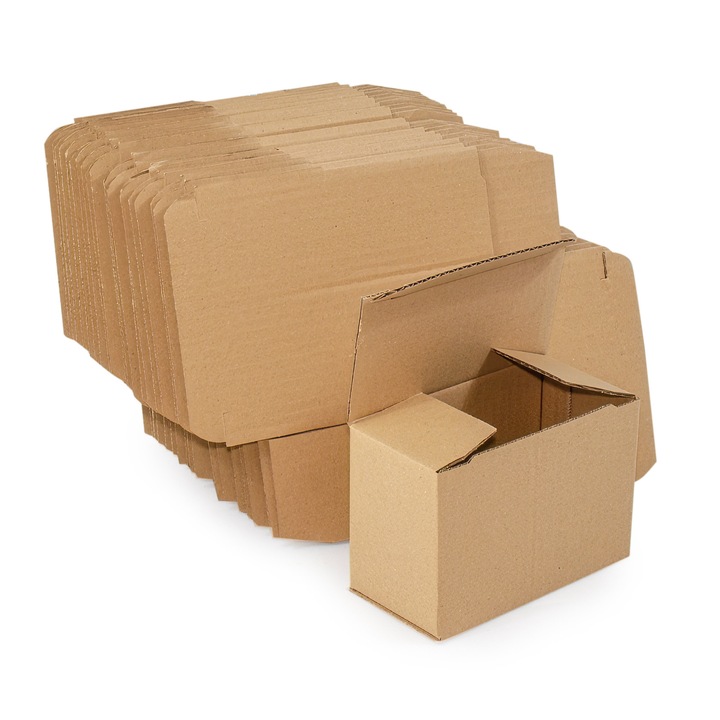 Set Cutii Din Carton Tip Fasonat, Neopak, F211, 145x75x95 mm, Carton Rezistent, Pentru Ambalare Si Depozitare, Maro, 50 buc