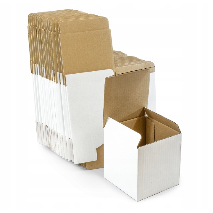 Set Cutii Din Carton Tip Fasonat, Neopak, 125x125x125 mm, Carton Rezistent, Pentru Ambalare Si Depozitare, Alb, 10 buc
