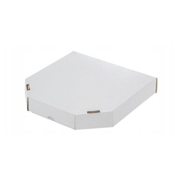 Set Cutii Din Carton Pentru Pizza, Neopak, 260x260x40 mm, Carton Rezistent, Pentru Alimente, Alb, 100 buc