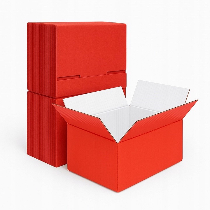 Set Cutii Tip Clapeta, Neopak, 200x120x80 mm, Carton Ondulat Protectie, Expeditii Si Depozitare, Rosu, 50 buc