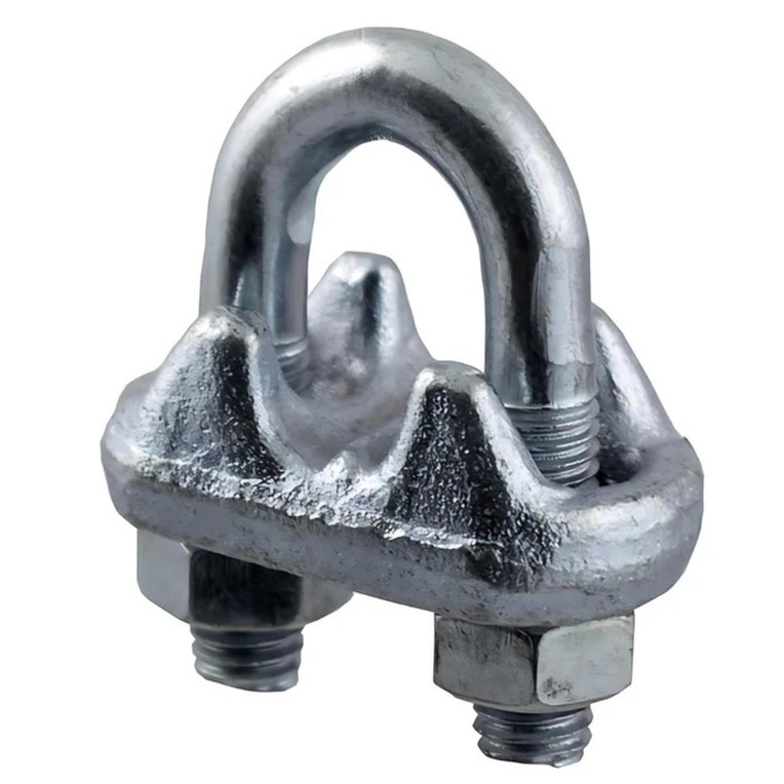 Brida zincata, Cablero ID011A11U, pentru legare cablu otel de 11 mm, set 2 bucati