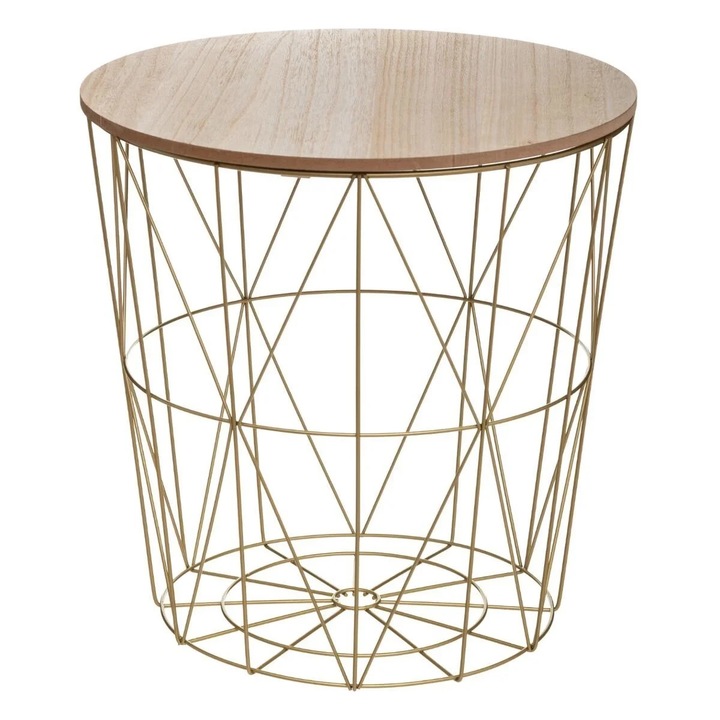 Masuta cafea rotunda atmosphera kumi fier mdf, 40x41 cm, design elegant, auriu