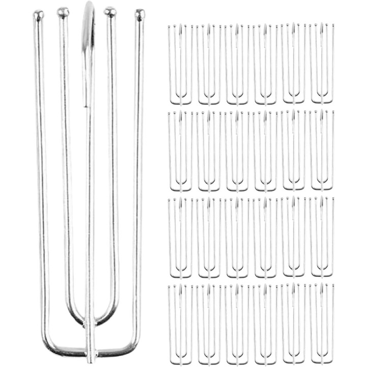 50 buc carlige si stifturi pentru draperii plisate din otel inoxidabil, 4 tepi, cleme pentru pliseuri, pliuri transversale, cu 4 capete, carlige pentru perdele, ferestre, usi, baie, perdea