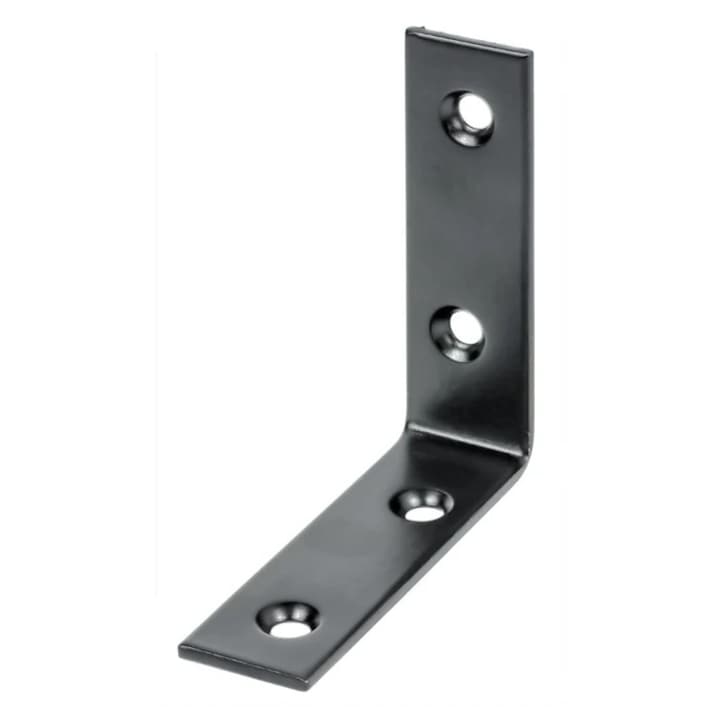 Coltar tip L, pentru lemn, Vormann 102180 060N, din tabla, negru, 60 x 60 x 18 x 2 mm