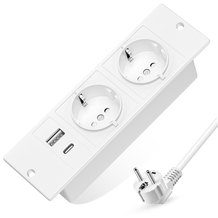 Prelungitor ChargeProX cu USB-A și USB-C, pentru birou, protecție împotriva suprasarcinii