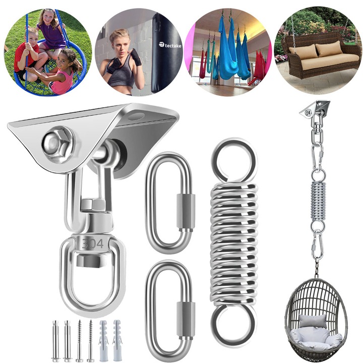 Suporturi Balansoar Rezistente, Carlig De Tavan Pentru Hamac, Capacitate 400kg, Rotire La 360°, Kit De Suspendare Pentru Scaun Hamac, Carlige De Suspendare Cu Surub Pentru Sac De Box, Balansoar, Yoga